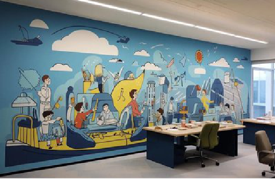 开江办公室墙绘的特点。