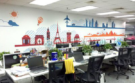 开江教你设计办公室墙绘的方法。